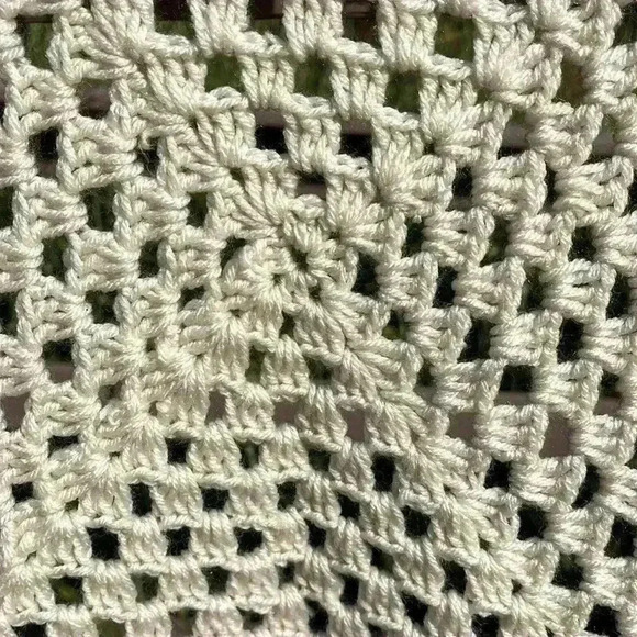 Homemade crocheted tablecloth. Beautiful colors. Approximately 42” x 45”. - Picture 3 of 7